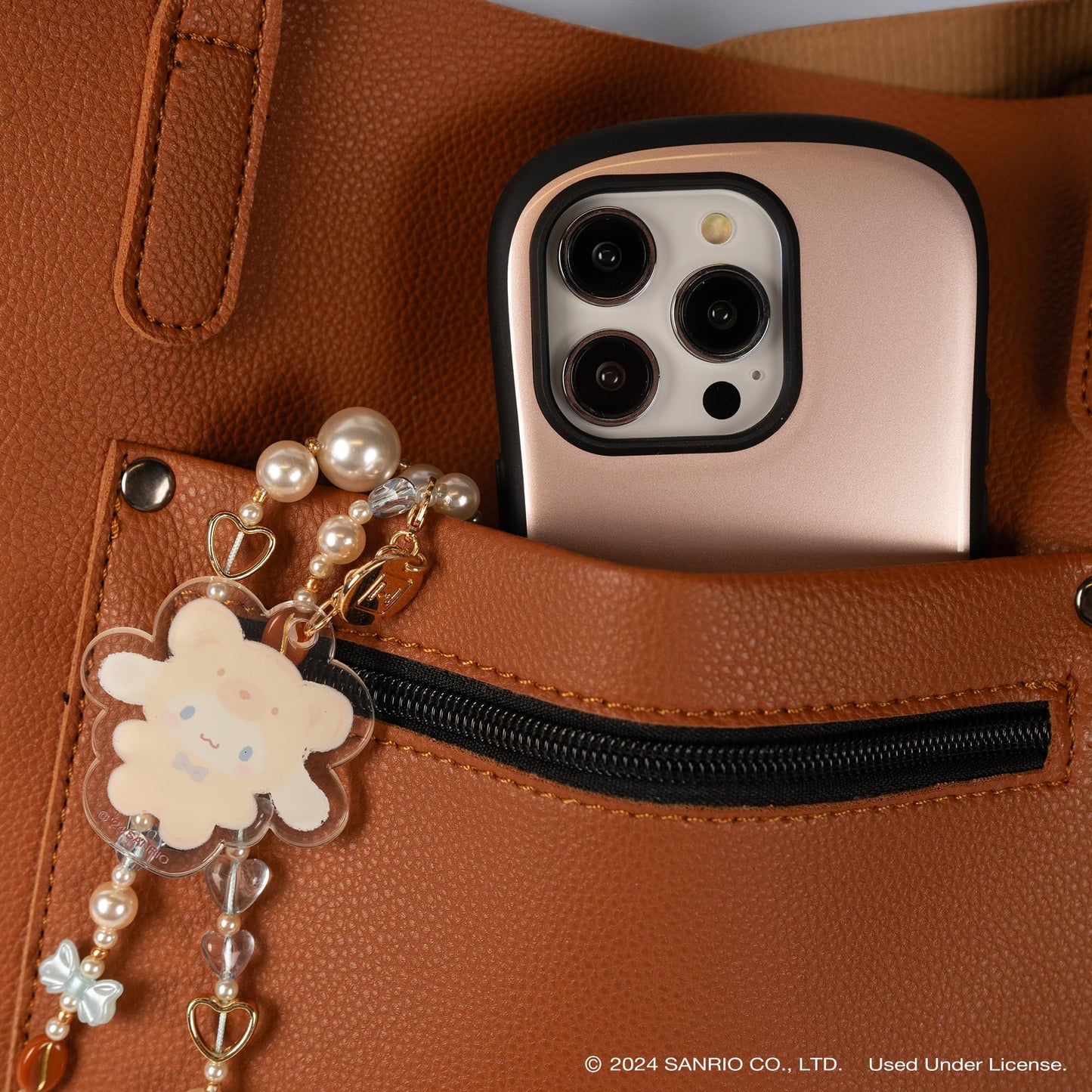 iFace Hello Kitty and Friends Beaded Wristlet Universal Charm Strap [Latte Bear Series] - Cute Wrist Strap for Cell Phone Camera Keys AirPods
