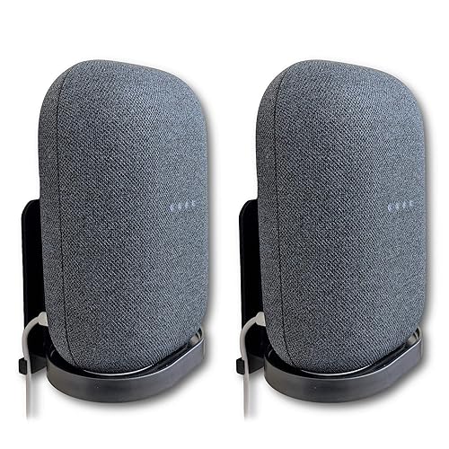 Mount Genie Affordable Essentials Wall Mount Hanger Stand for Nest Audio (Black, 2-Pack): Screw and Screwless Install Options, The Slimmest