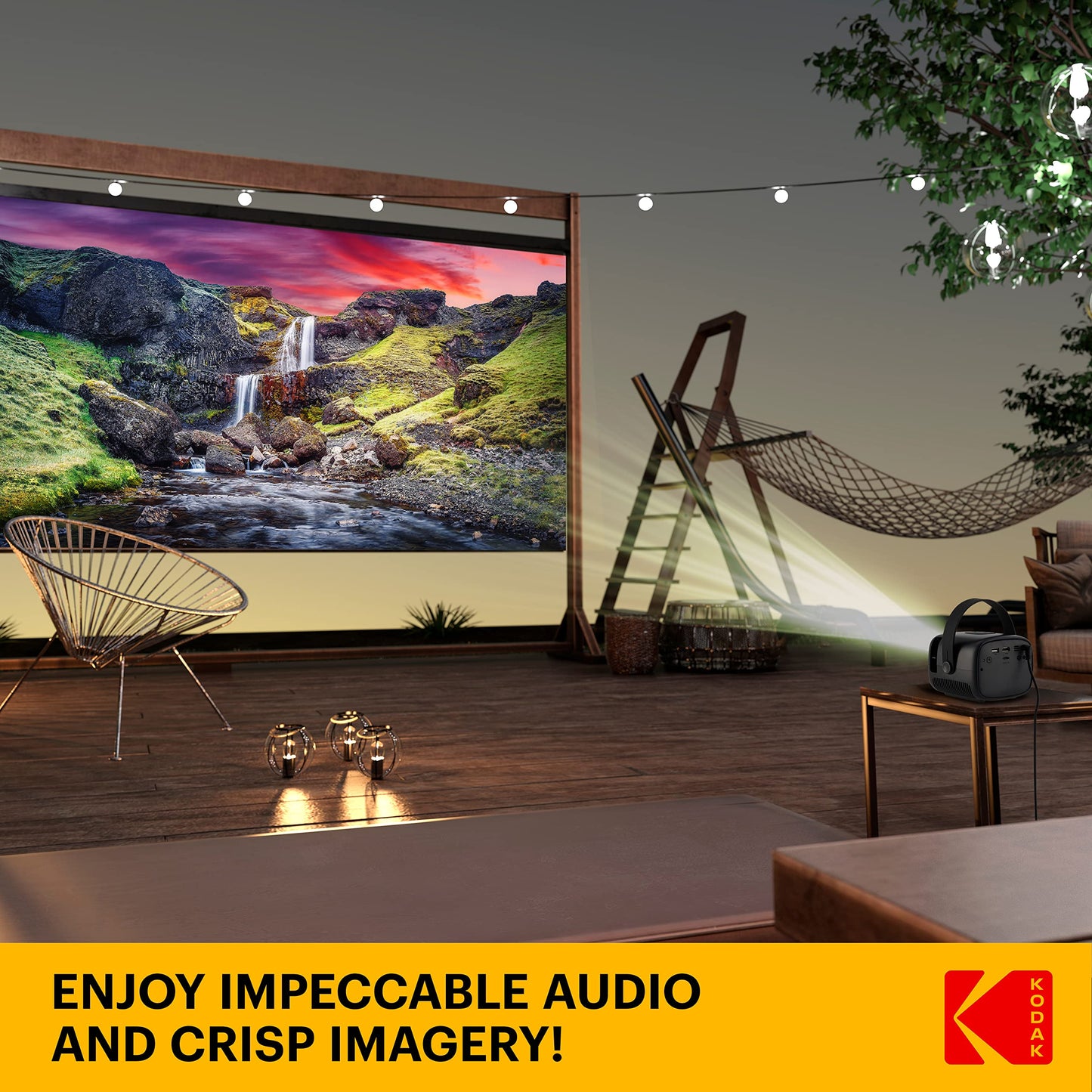 KODAK FLIK X2 Mini Pico Projector | Portable 100” Projector with Remote Control, Speakers & Carry Handle Plays Movies, TV & Games | Compatible