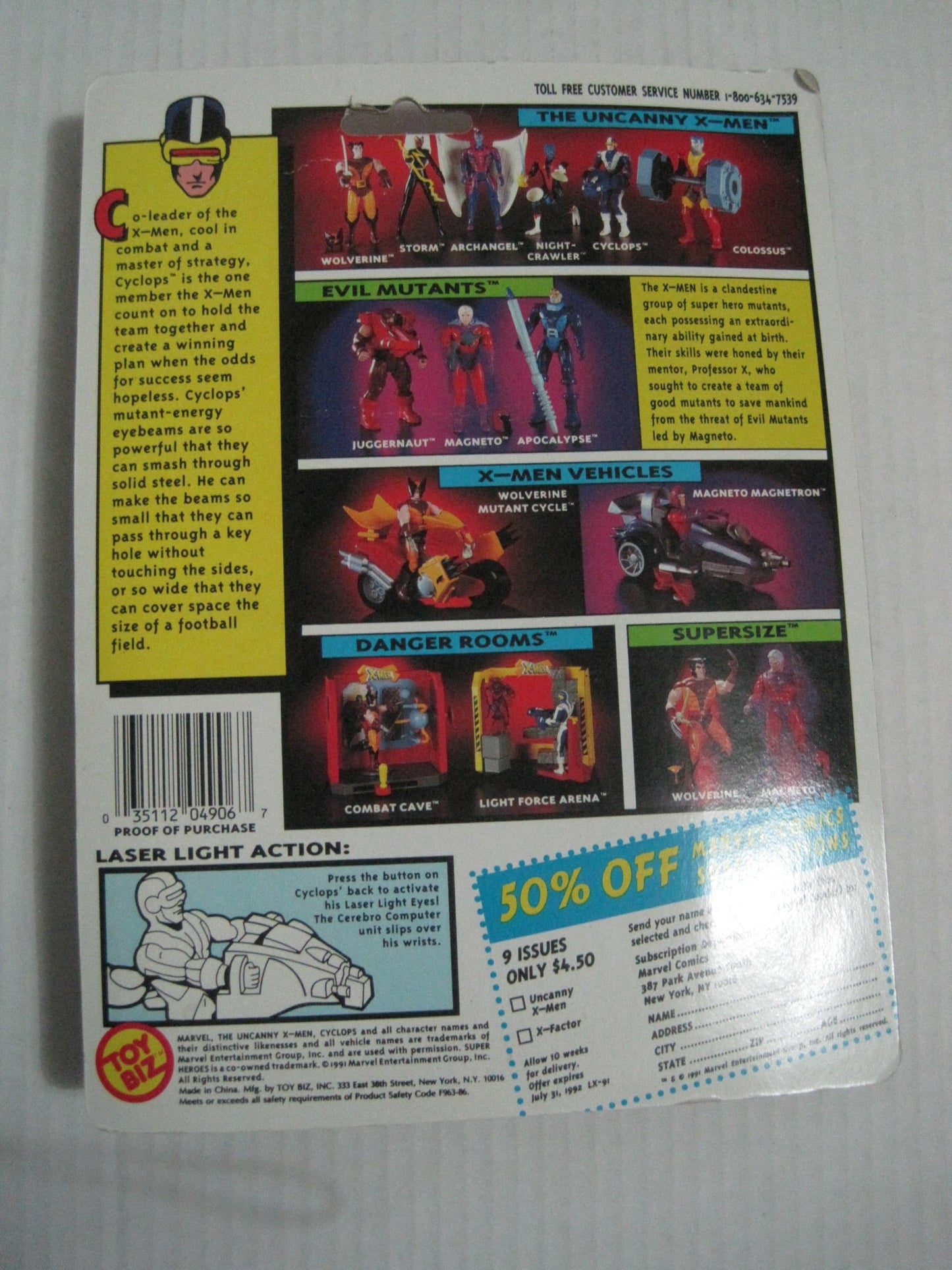 Toy Biz Marvel The Uncanny X-Men Cyclops (Laser Light Eyes) Action Figure 4.75 Inches