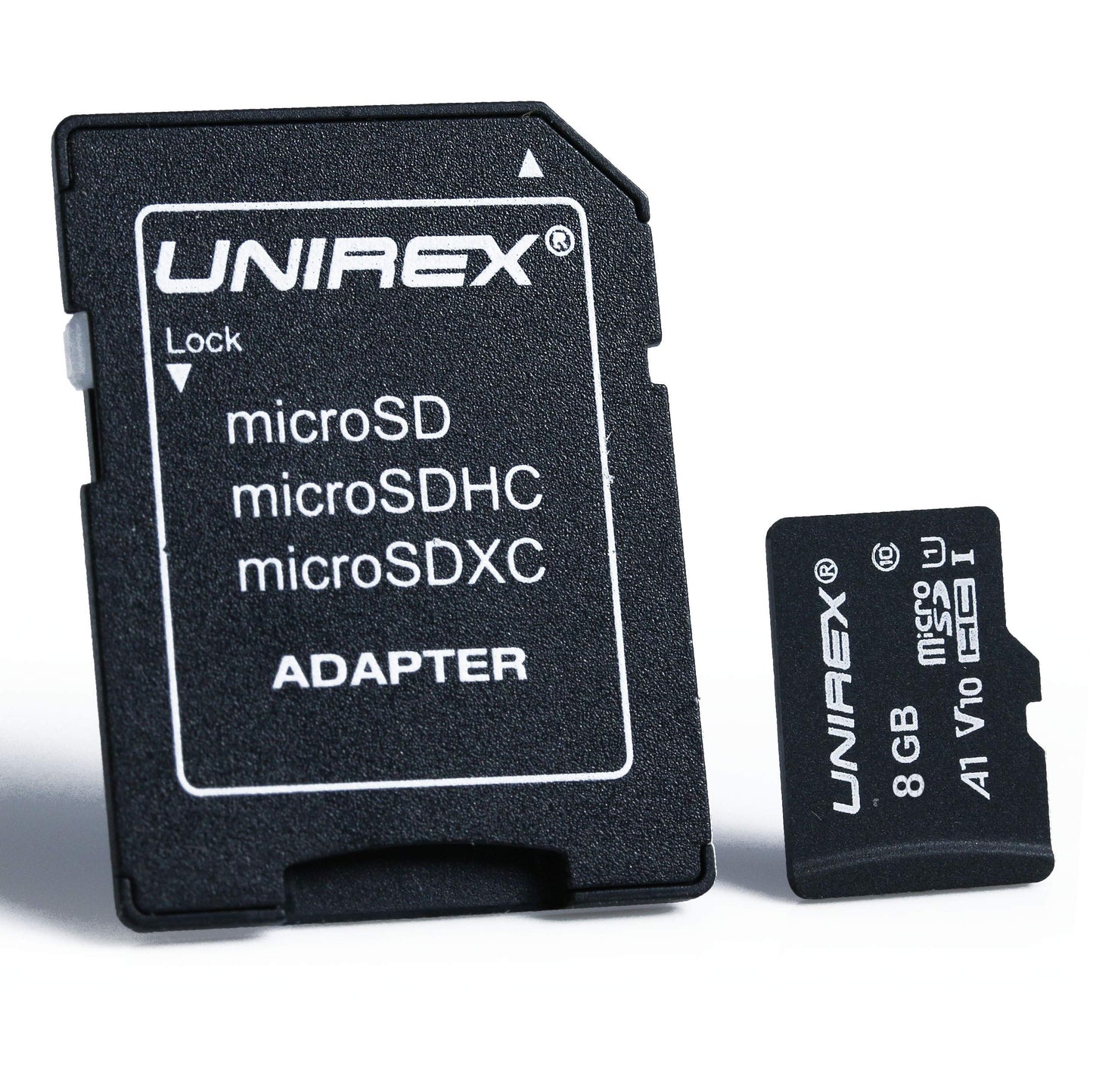 Unirex MSD-082 MicroSD Card with SD Adapter, Works With Any Product with MicroSD or SD Card Slot, 8GB, Class 4