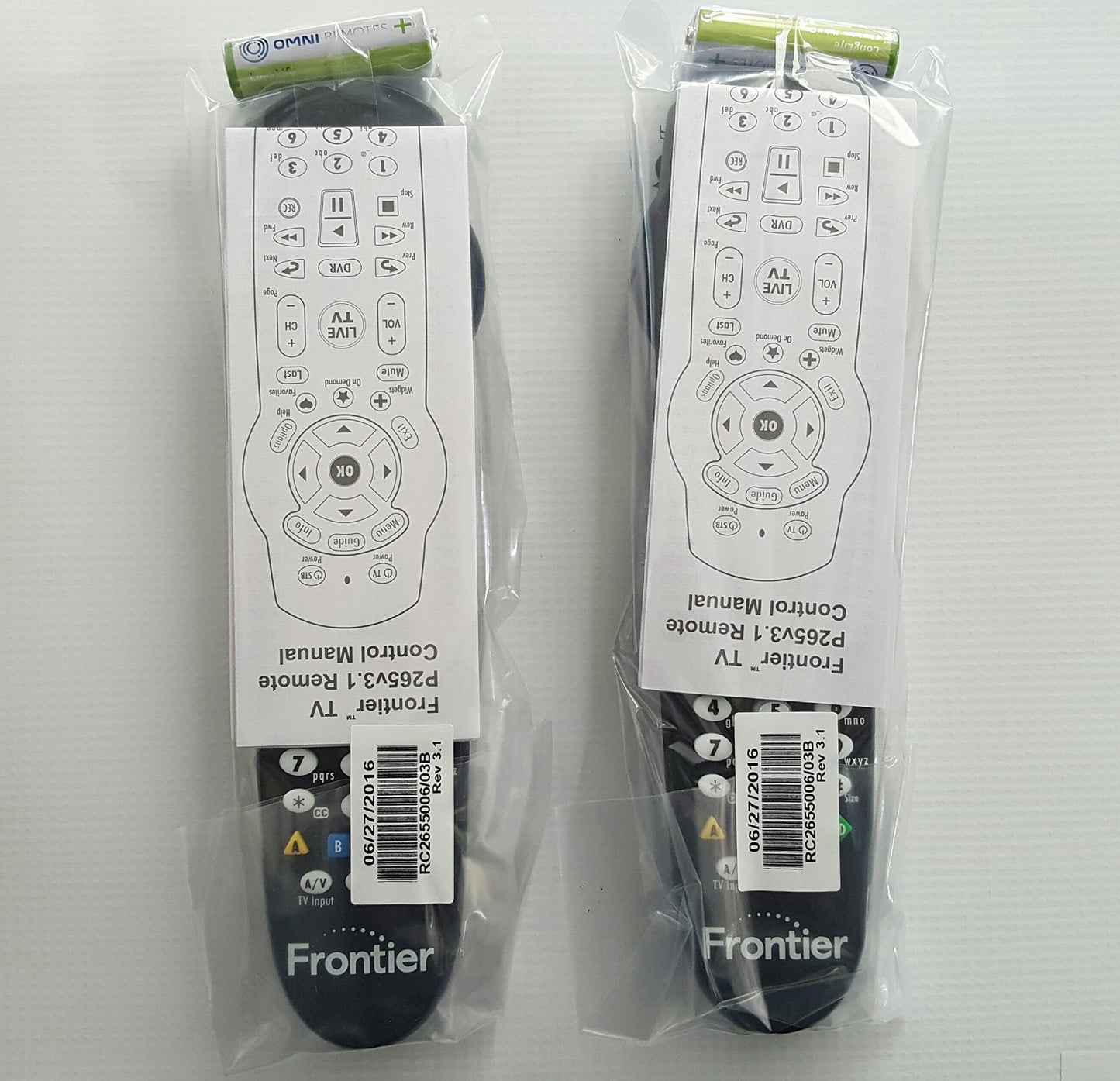 NEW! 2-PACK Verizon Frontier Model P265v1.1 Remote Controls for FIOS Set-Top Box & Many TV's