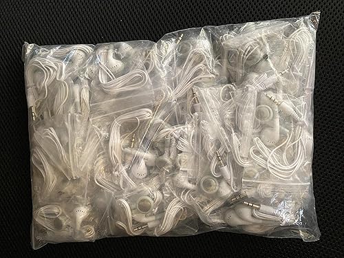 LowCostEarbuds Pack of 50 White/Gray 3.5mm in Ear Earbuds/Headphones/Earphones