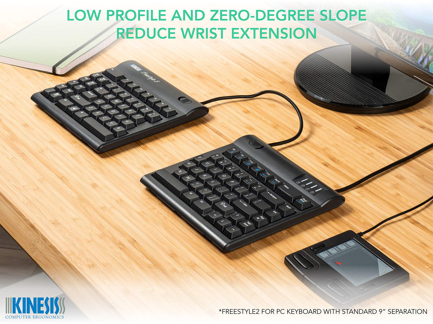KINESIS Freestyle2 Ergonomic Keyboard for PC (9" or 20" Separation) (9" Separation)