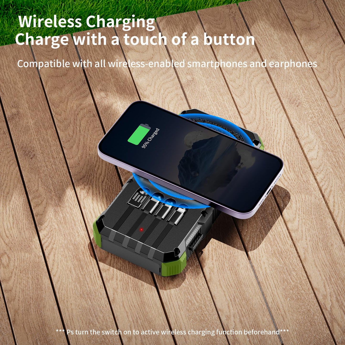 Solar Charger Power Bank 20000mAh Wireless Charger QC 3.0 Fast Charging Power Bank 8 Outputs 4 Inputs Solar Portable Charger Compatible with All