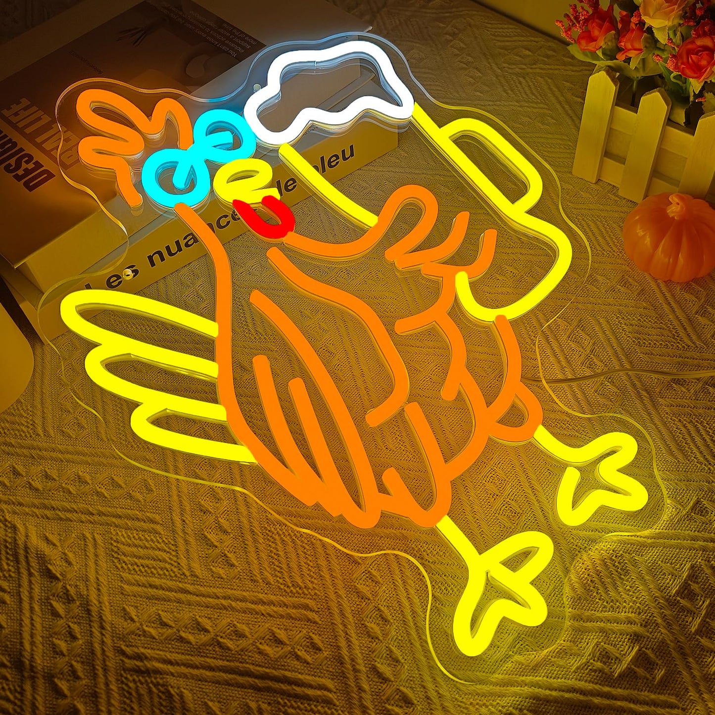 Taaneyo Beer Cock Neon Sign Funny Rooster Neon Light for Wall Decor Man Cave, Dimmable Beer Chicken for Bar Pub Club, Birthday Christmas Thanksgiving