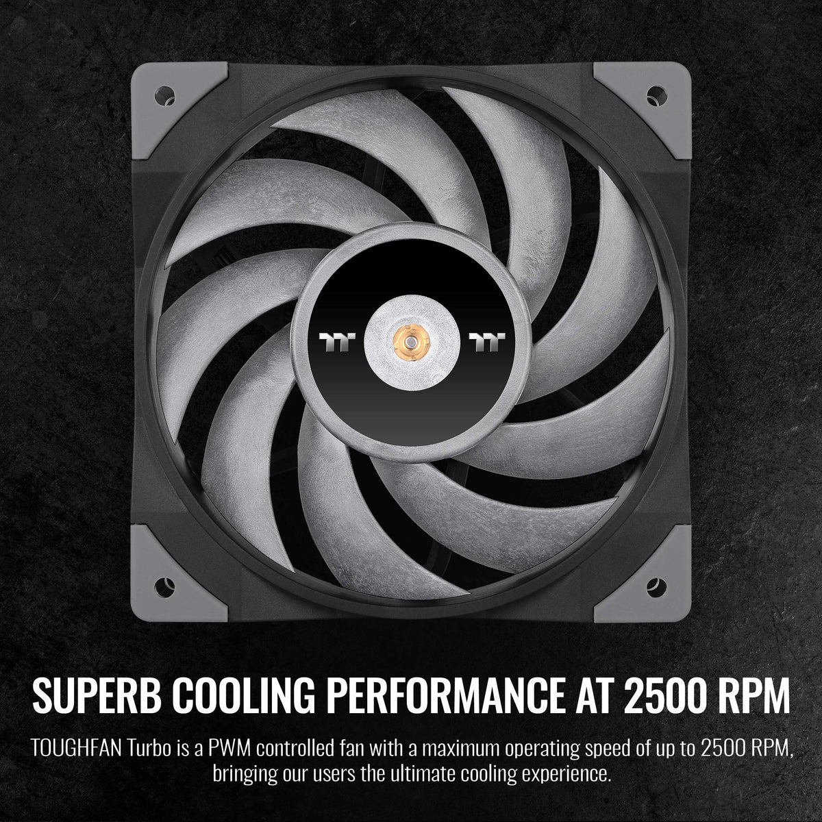 Thermaltake ToughFan 12 Turbo, PWM Controlled PWM 500~2500rpm, Metal-Reinforced Motor Hub, Gen.2 Hydraulic Bearing 120mm Case/Radiator Fan (Single