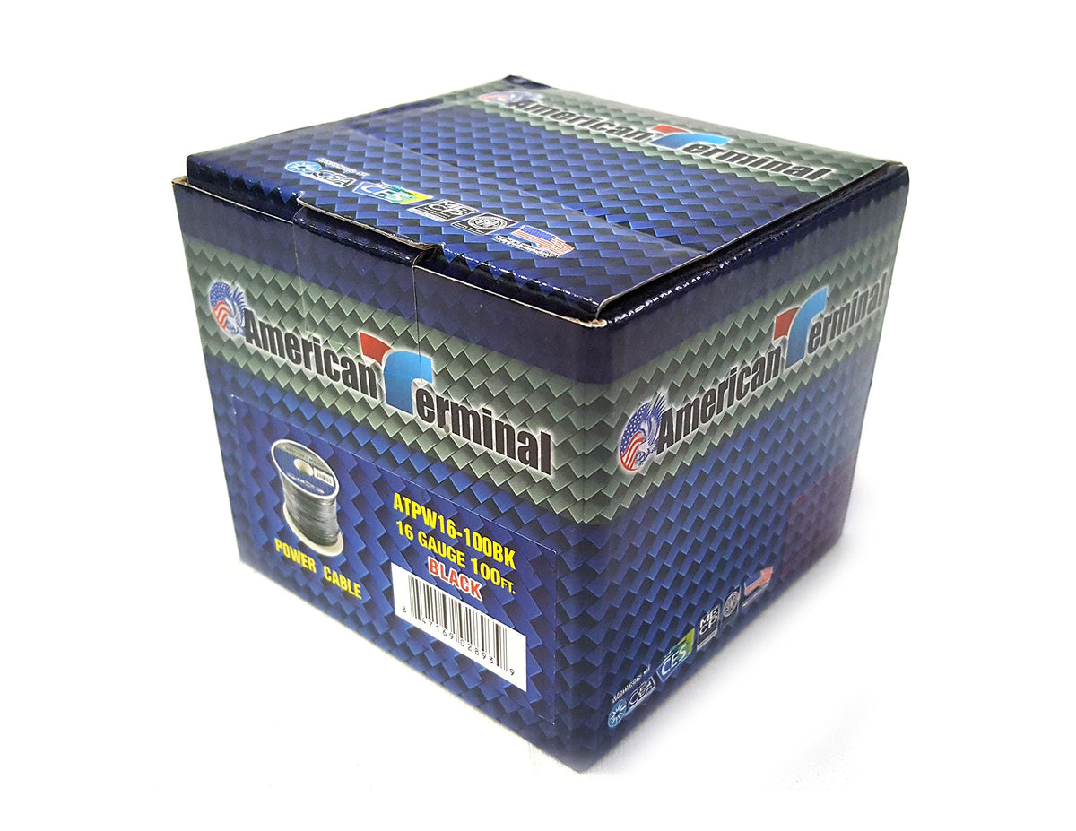American Terminal ATPW16-100BK 16 Gauge Primary Wire, Black