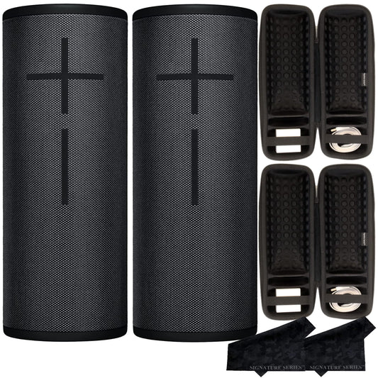 Ultimate Ears MEGABOOM 3 Wireless Portable Waterproof Bluetooth Speaker, 2 Pack with 360 Degree Sound, Deep Bass, Party UP via Boom App with Signature