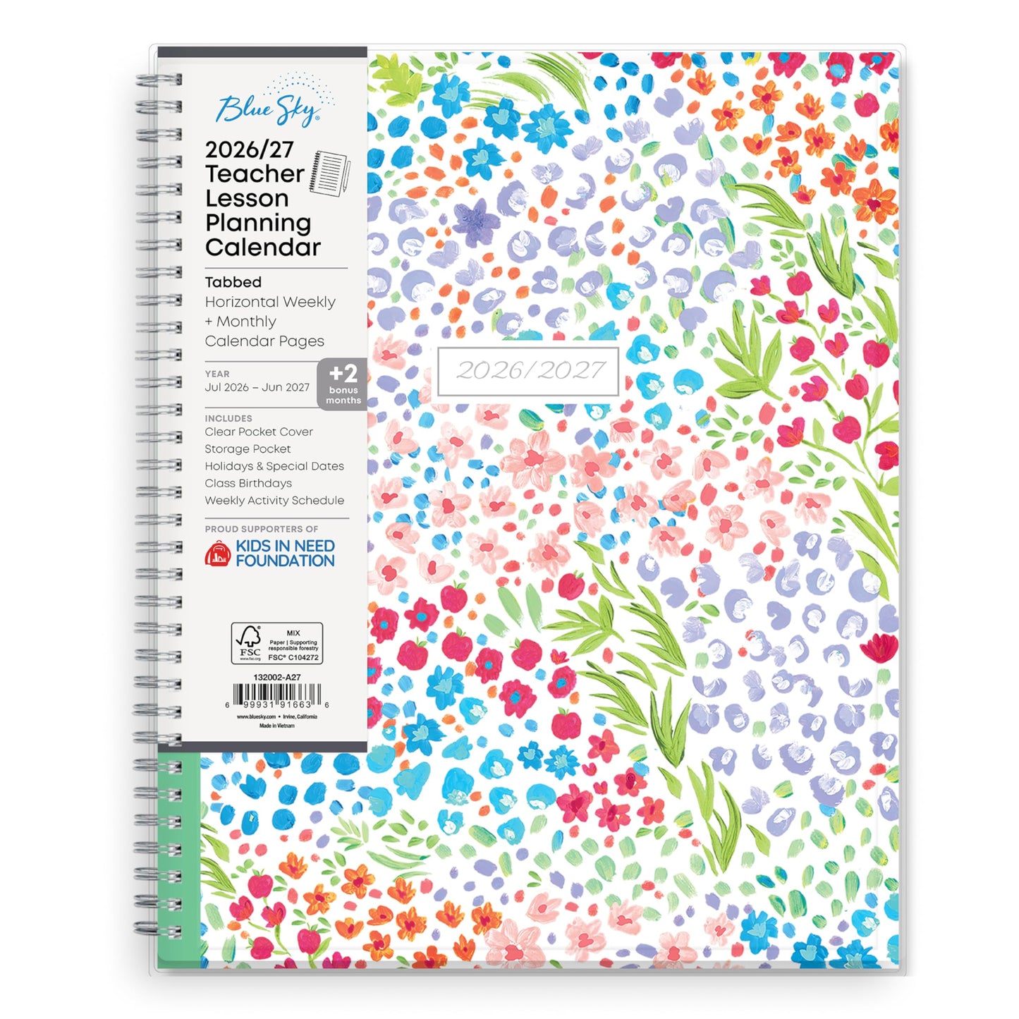 Blue Sky 2026-2027 Weekly & Monthly Academic Planner, 8.5"x11" Ditsy Dapple
