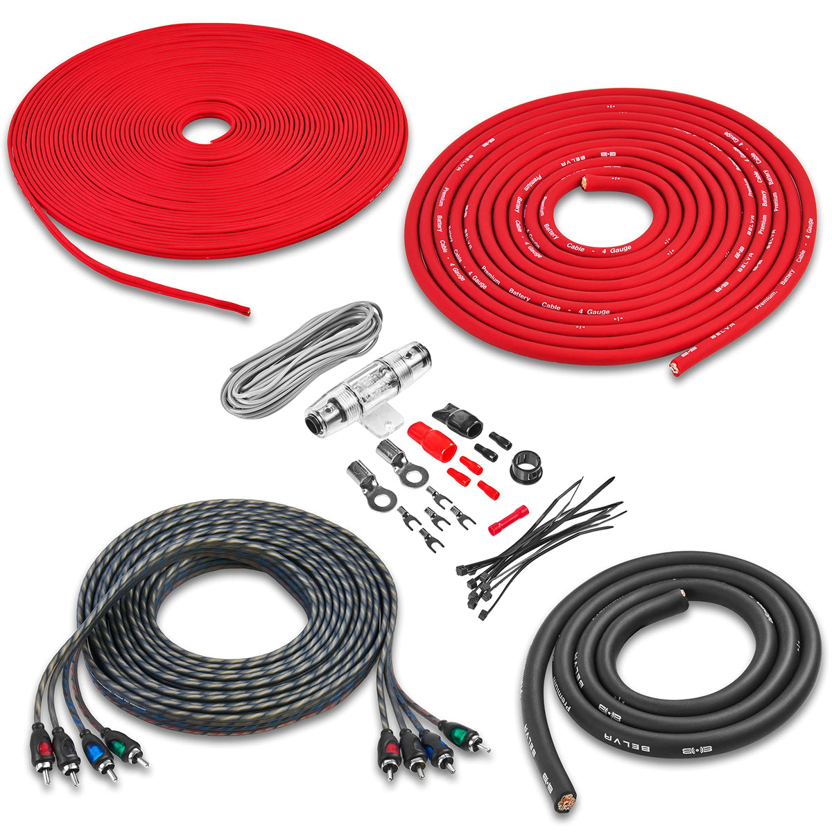 Belva True 4 Gauge AWG Premium CCA Complete Amplifier Wiring Kit