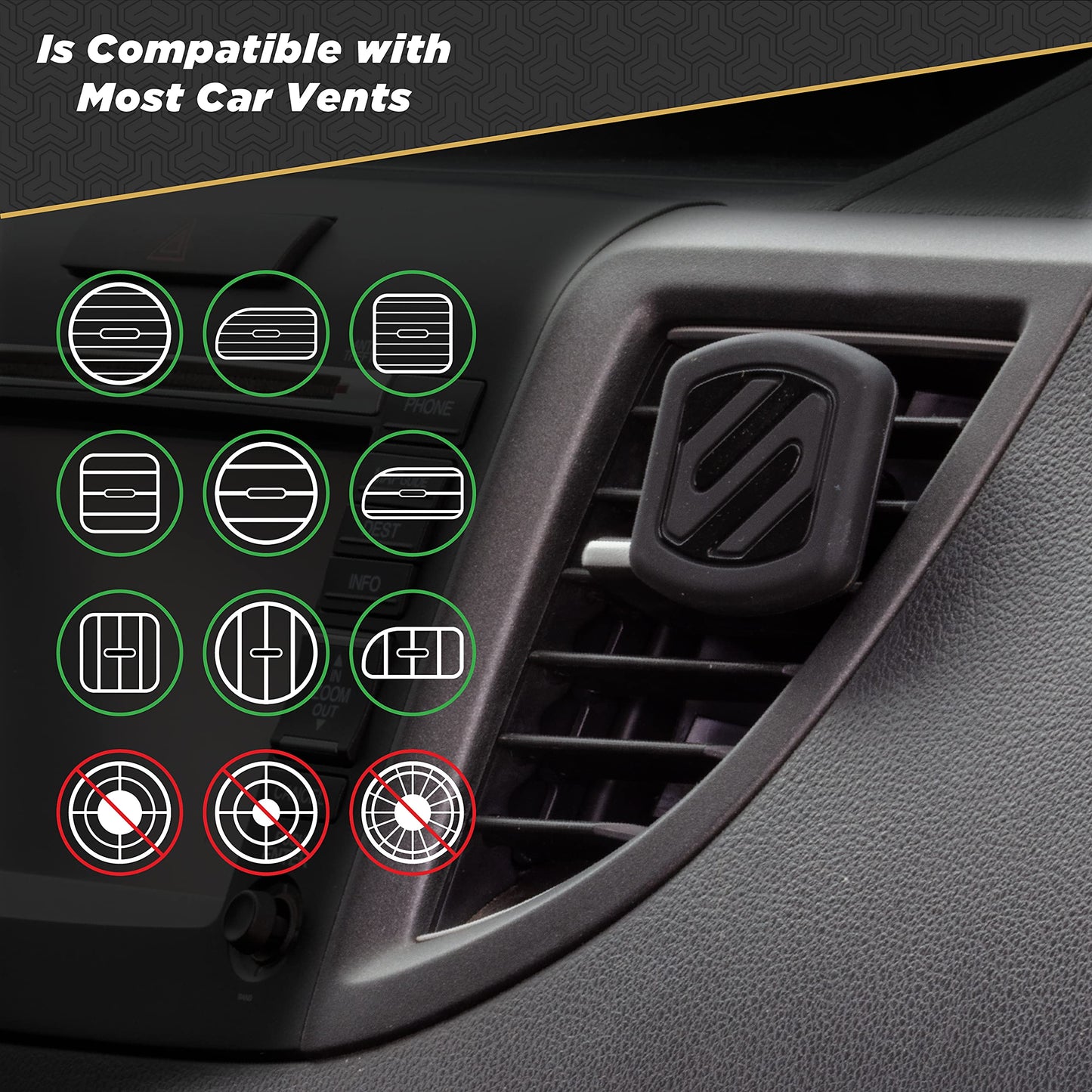 Scosche MAGVM2I MagicMount Magnetic Car Phone Holder, Strong Magnet Car Mount for iPhone and Android, Secure Magnetic Cell Phone Mount for Air Vent