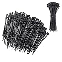 Bates 200 Pack 4 Inch Cable Zip Ties - Black, Electrical, Tie Wraps, Cord Ties