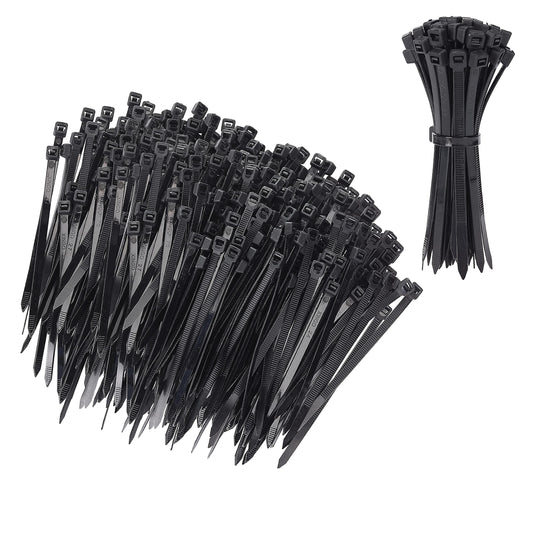 Bates 200 Pack 4 Inch Cable Zip Ties - Black, Electrical, Tie Wraps, Cord Ties