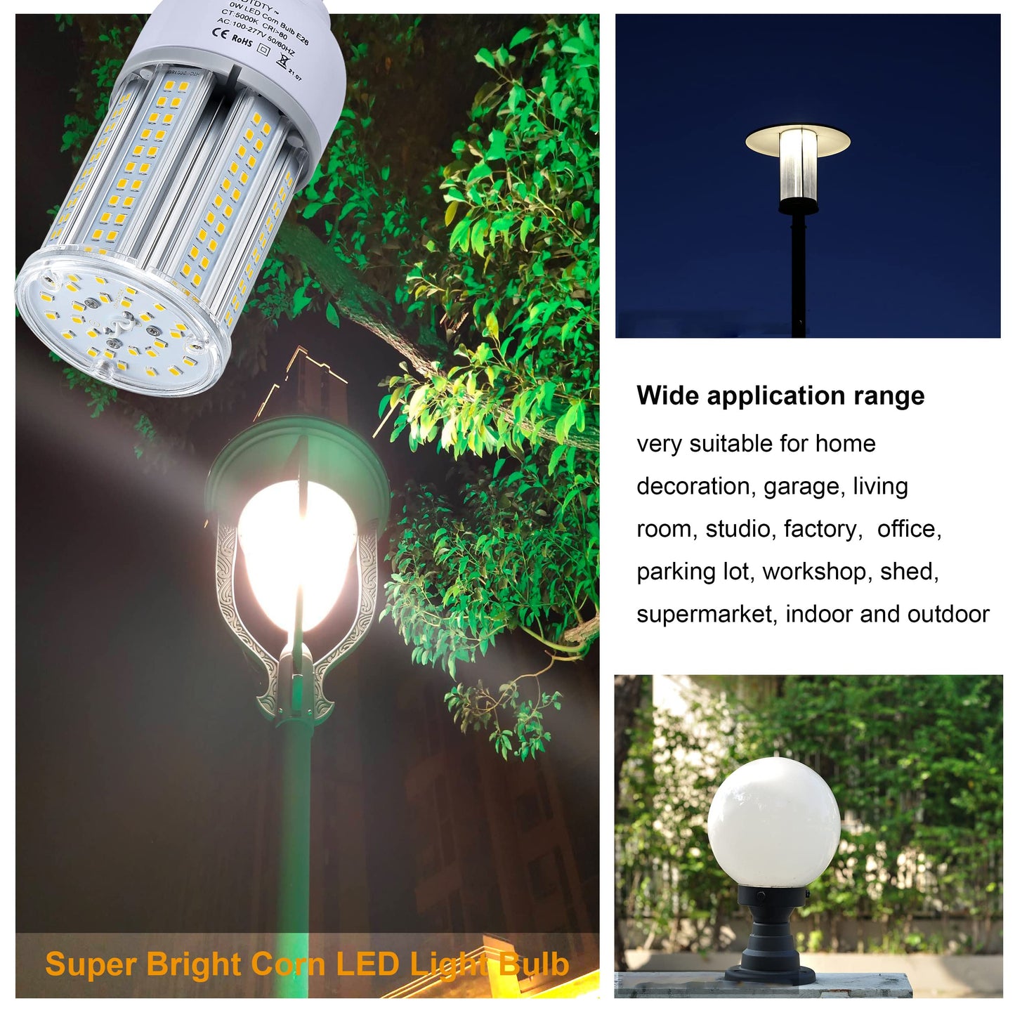 DJDTDTY 32W LED Light Bulb, E26 Base with E27 Adapter, 5000K 5000LM LED Light Bulb for Garage Warehouse Workshop Barn (32Watts)
