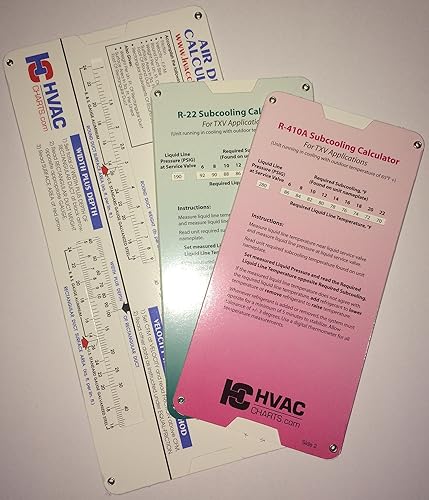 HVAC Chart 3 Pack - R-22 & R-410a Superheat/Subcooling Calculators and Duct Calculator