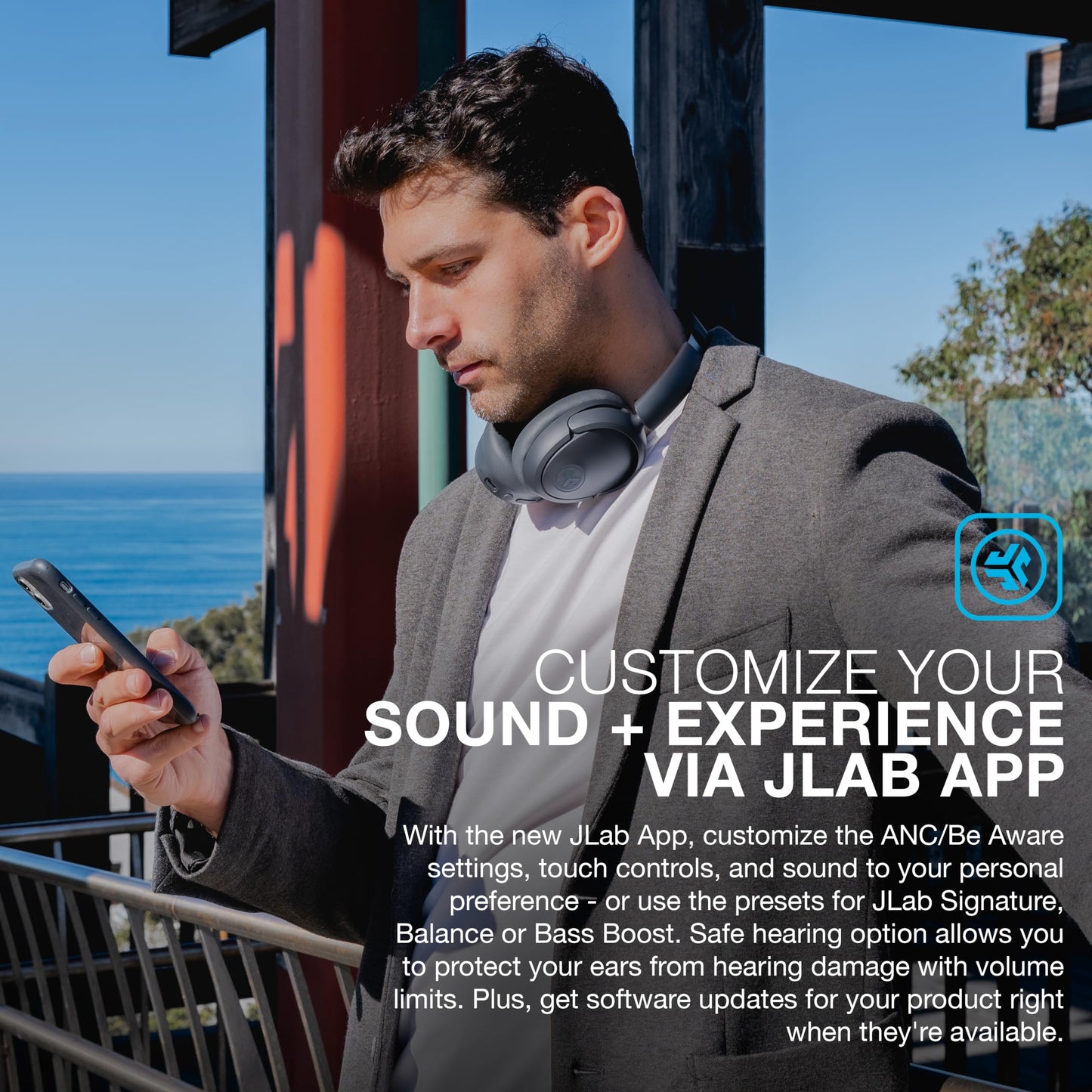 JLab JBuds Lux ANC Wireless Headphones, Graphite, Hybrid Active Noise Cancelling, Customizable Sound, Spatial Audio Compatible, Premium Over-Ear…