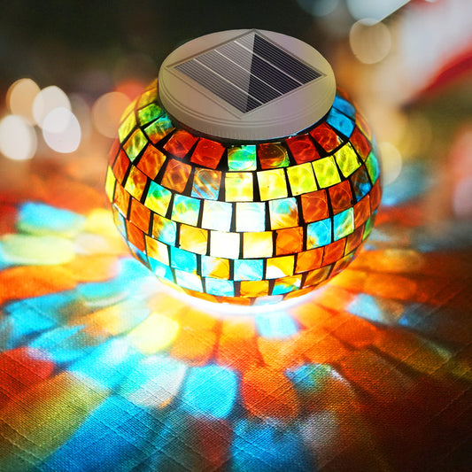 SunKite Solar Table Lights Outdoor Indoor Color Changing Crackle Crystal Glass Night Lights,Waterproof Solar Powered Mosaic Glass Ball Lamp,for Home