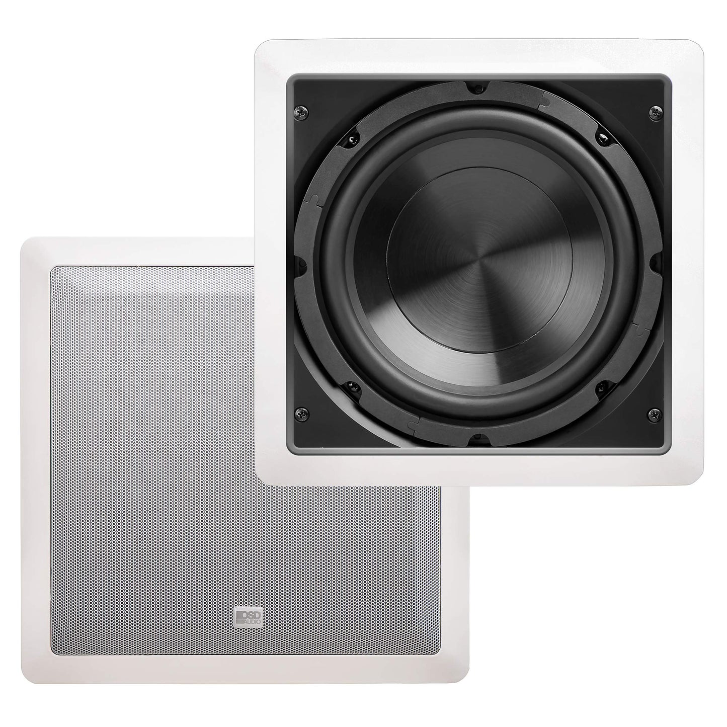 OSD Audio 8" in Wall Subwoofer 150W Easy Install, Paintable Grill IWS8