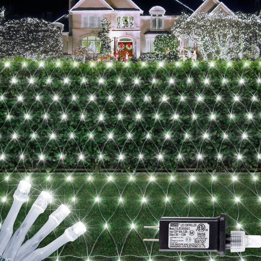 HEYFUNi 192 LED Net Lights Outdoor Mesh Lights,8 Modes Net Light for Bushes Plug in, Waterproof Christmas Net String Light for Bushes Ceiling Wedding
