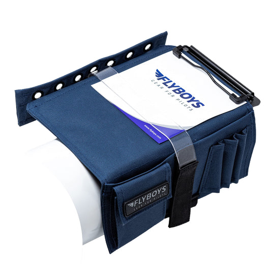 FlyBoys Classic Kneeboard, Pilot Leg Organizer with Clipboard, Blue