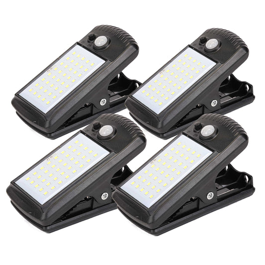 Morestar 4 Pack Solar Motion Sensor Security Clip Lights, Outdoor Waterproof Solar Fence Lights with 40 LED & 2 Modes, Portable Emergency Lighting