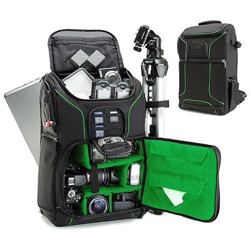 USA Gear Camera Backpack for Photographers DSLR/SLR/Mirrorless Photography Camera Bag with Laptop Compartment, Waterproof Rain Cover & Tripod Holder