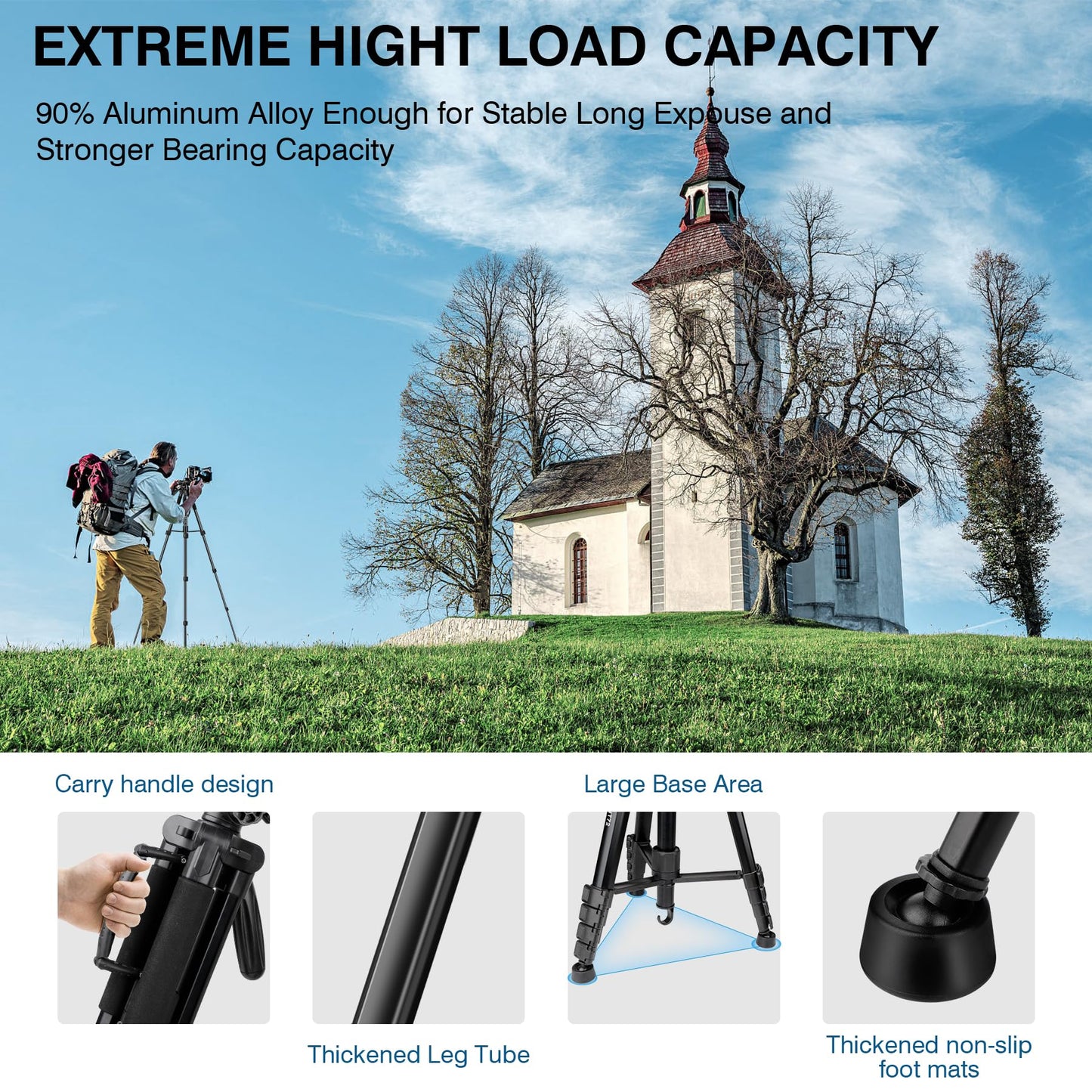 Tripod for Camera, 72" Tall Camera Tripod Monopod with Remote, Professional Heavy Duty Compact Camera Stand for Phone,DSLR, Spotting Scope, Telescope, Binocular