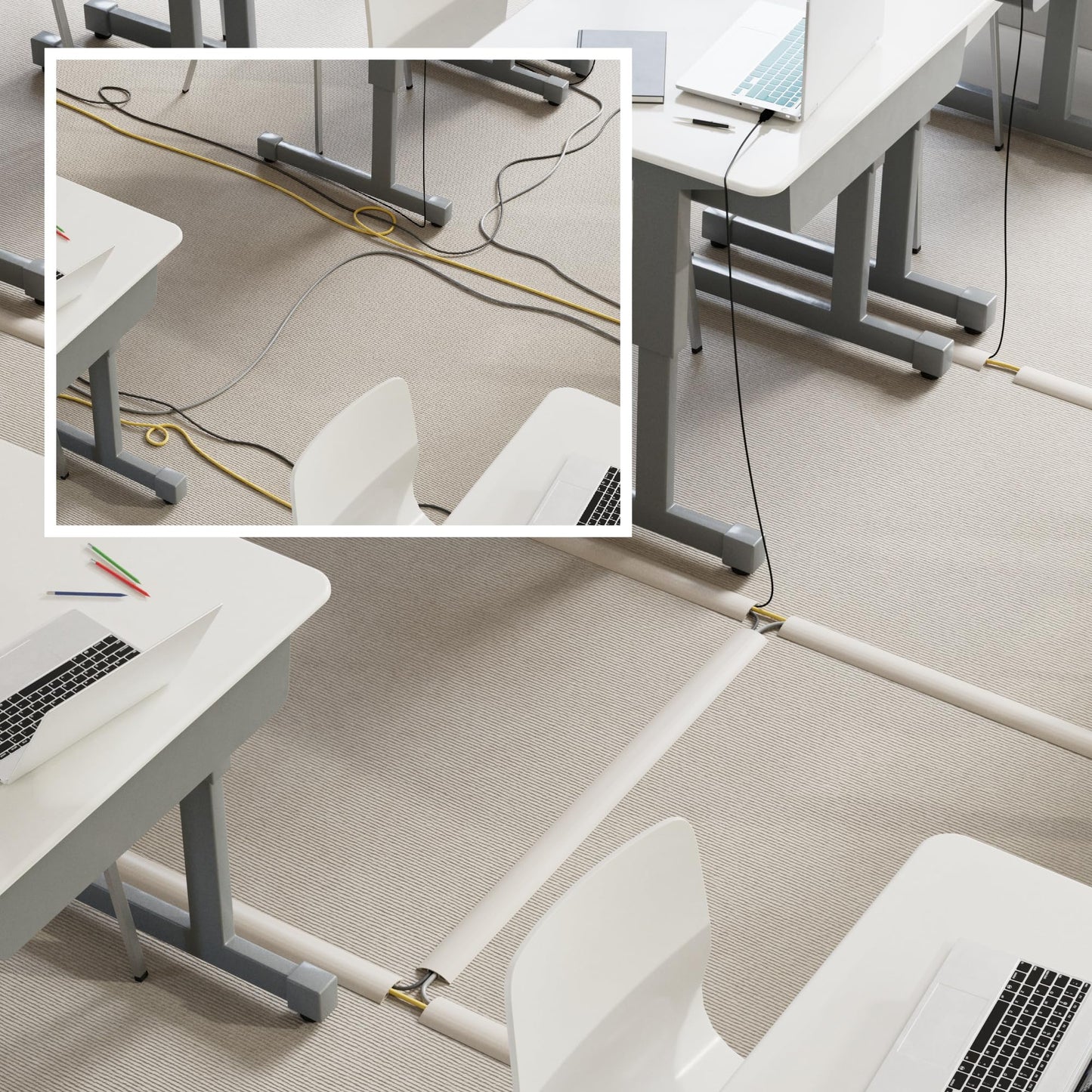 D-Line 6ft Floor Cord Cover, Cable Protector, Hide Extension Cords, Protect Cords, Prevent Cable Trips, Heavy Duty Cord Hider - Cable Cavity = 0.63"