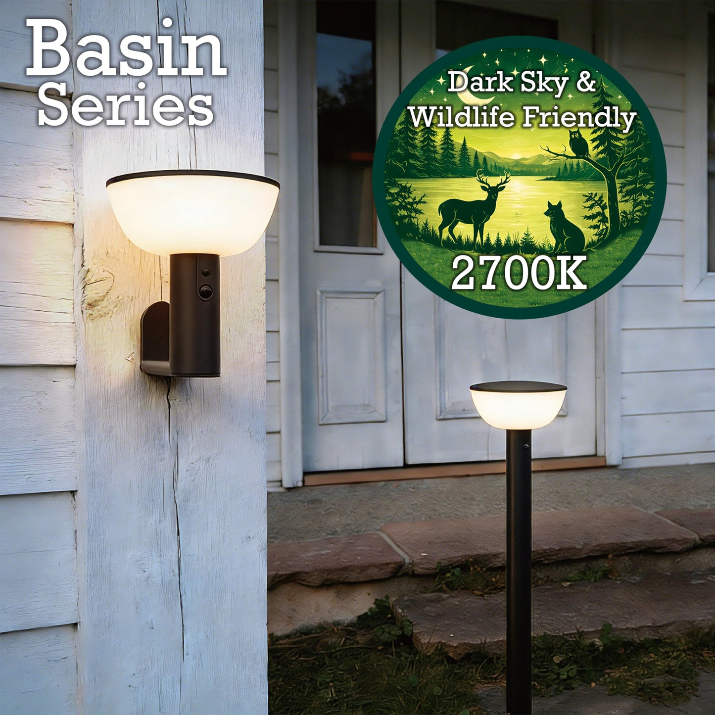 VerLuce Basin Series - Solar Wall Lights - Solar Porch Lights for Outside - PIR Sensor & Three Lighting Modes - Rechargeable Battery Lasts Up to 35