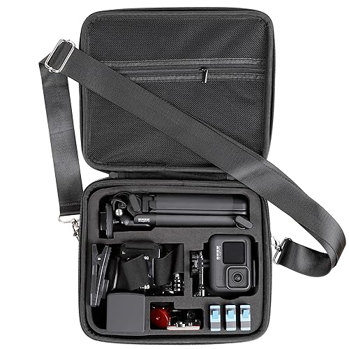PellKing Hard Case for GoPro Hero 13/12/11/10/9/8/7/2018/6/5 Blcak/4 Silvery Action Camera, Accessories Carrying Storage Shoulder Bag With Strap