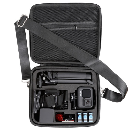 PellKing Hard Case for GoPro Hero 13/12/11/10/9/8/7/2018/6/5 Blcak/4 Silvery Action Camera, Accessories Carrying Storage Shoulder Bag With Strap