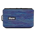 iHome Slip and Water Resistant Fabric Rechargeable Bluetooth Speaker with Speakerphone (Purple/White), iBT370UW
