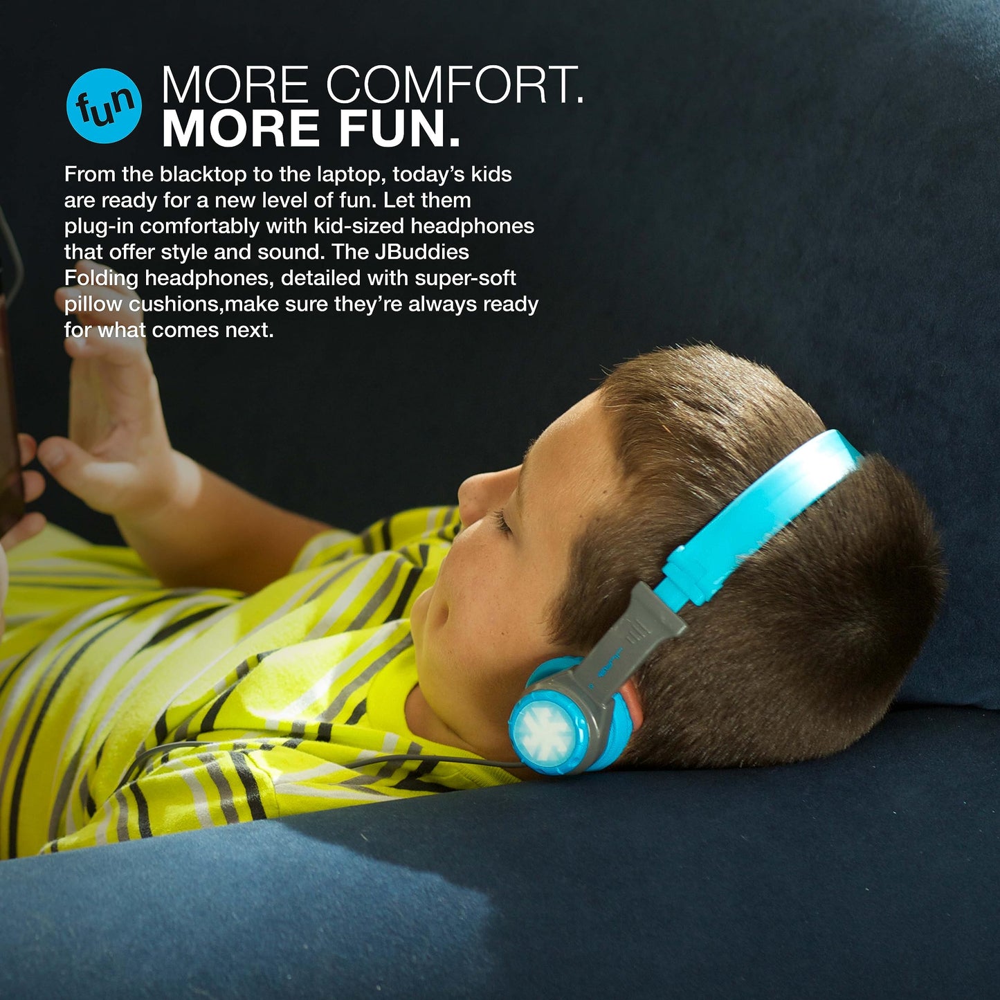 JLab JBuddies Folding Kids Wired Headphones with Volume limiting and Noise Isolation, Gray/Blue