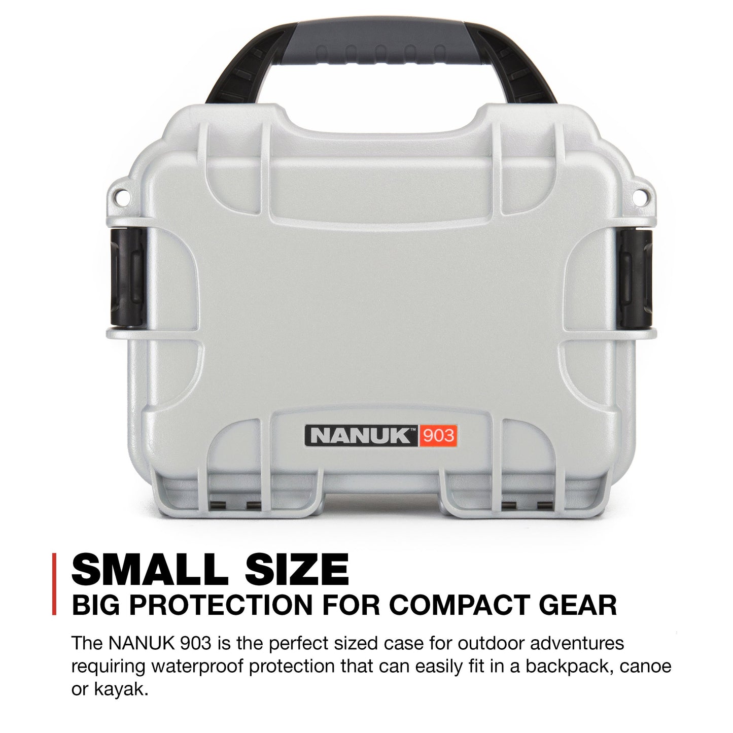 NANUK 903 Small Waterproof Hard Case with Foam Insert 9.1" x 6.8" x 3.8"- Silver