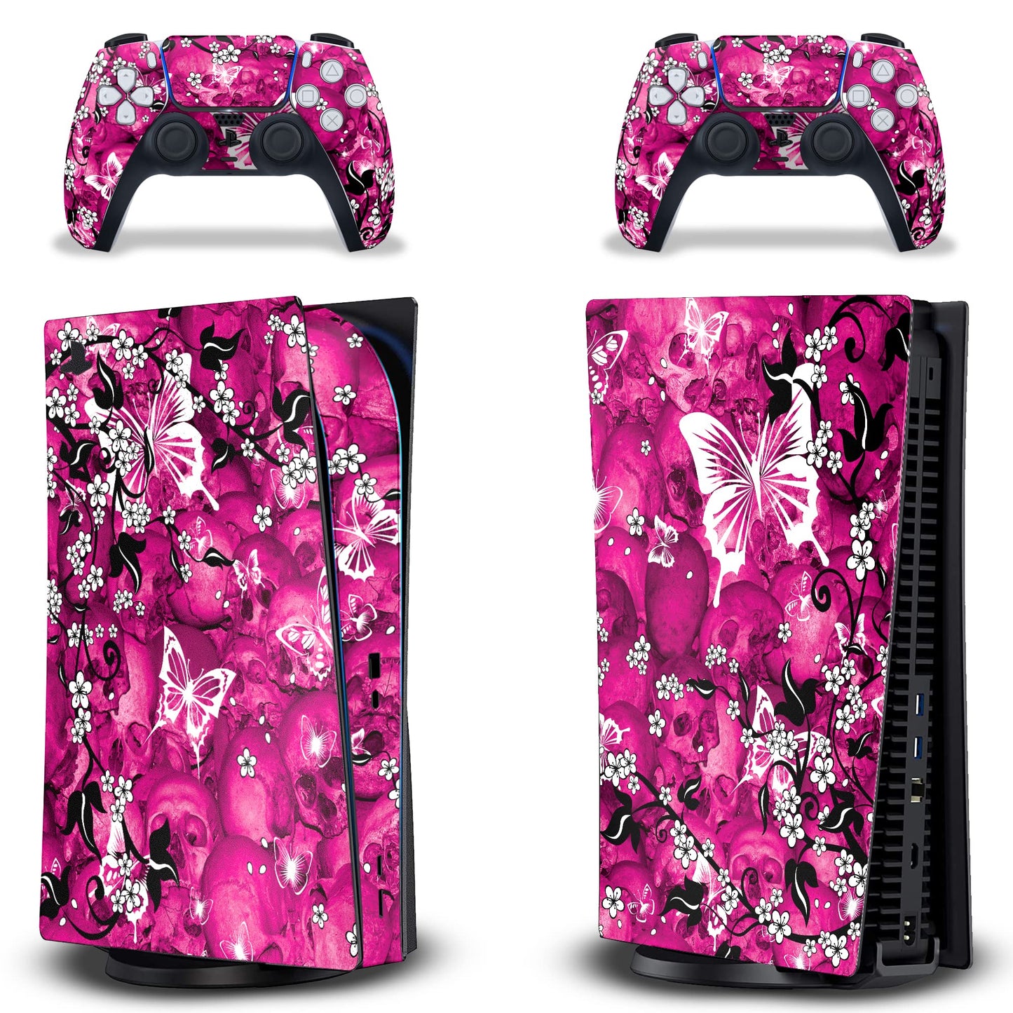 AMR Racing 247 Skins Graphics kit Sticker Decal Compatible with PS5 Playstation 5 and DualSense Controllers - Butterflies Pink