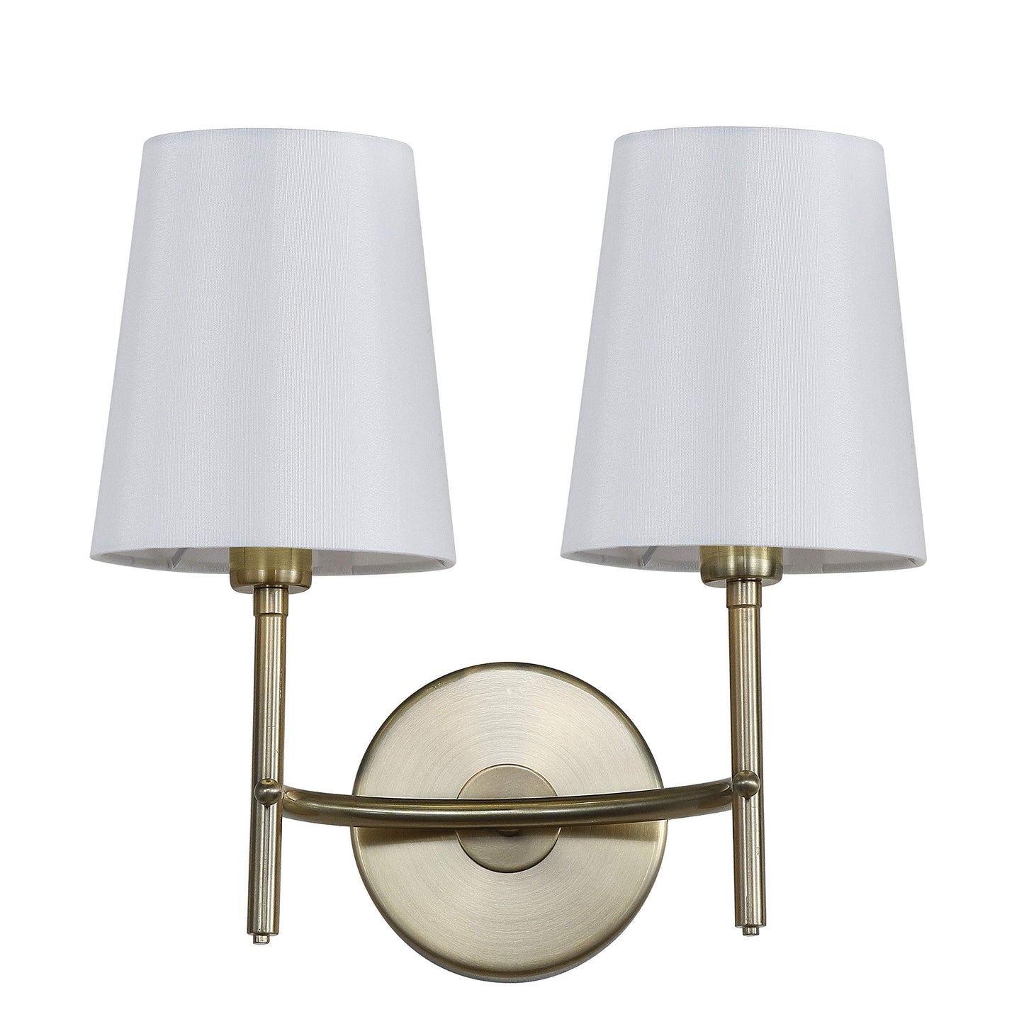 SAFAVIEH SCN4033B Barrett Brass Gold 2-Light Wall (LED Bulbs Included) Sconce, White
