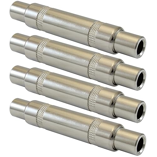 GLS Audio 1/4" Coupler Female TS Plug Jack Adapter - 1/4 inch to 1/4 inch Barrel Mono Full Metal - 4 Pack