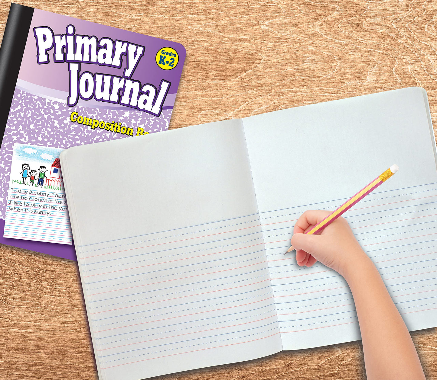 Better Office Products Primary Journal, Hardcover, 4 New Fun Colors, Primary Composition Book Notebook, Grades K-2, 80 Sheet, One Subject, 9.75" x