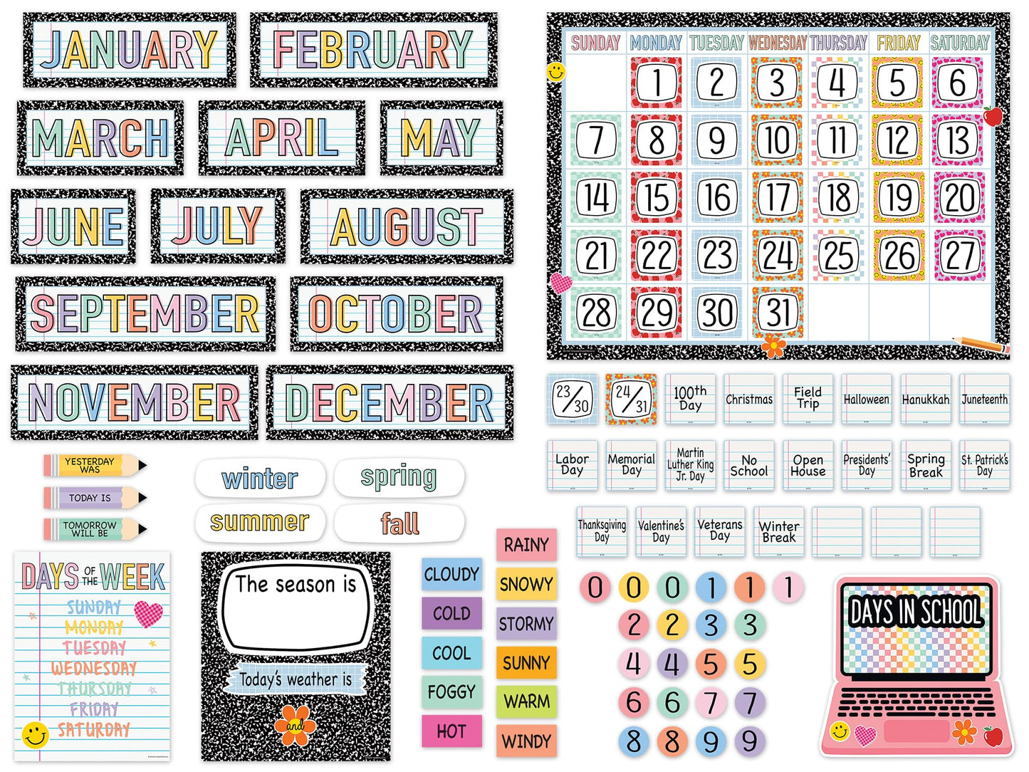 Teacher Created Resources Cool for School Calendar Bulletin Board (TCR9300)