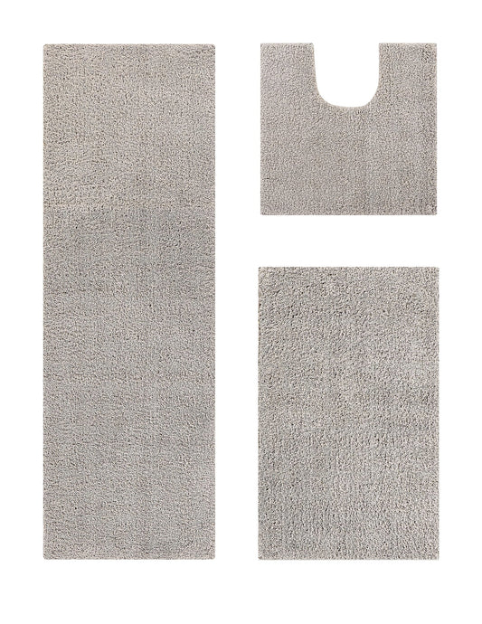 Better Trends Micro Plush Collection Tufted 100% Polyester 3 Piece Set (20" x 20" | 21" x 34" | 20" x 60") Bath Rug Set, Beige