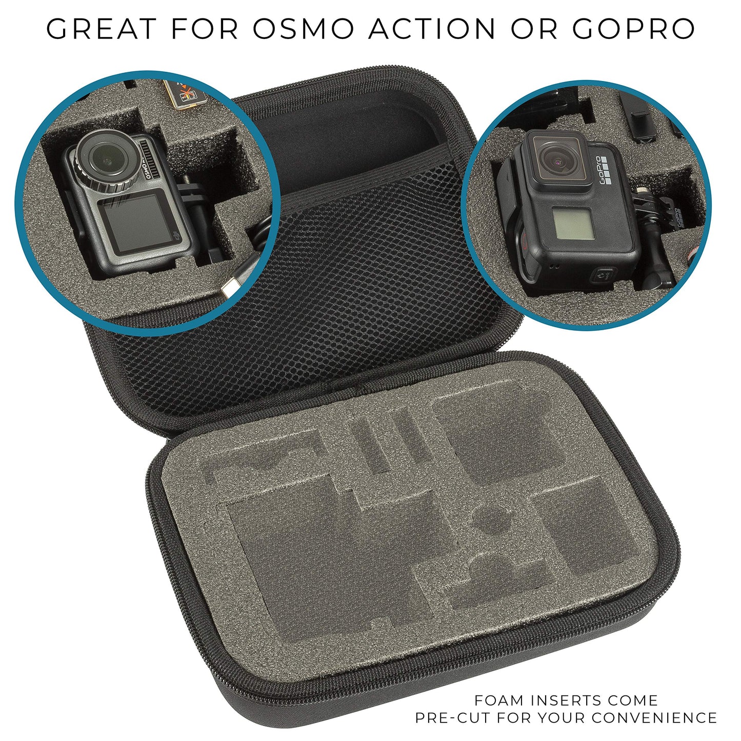 Ultimaxx Hard Case for GoPro Hero 3/4/5/6/7/8/9/10/11/12/13/14, OSMO Action 4K & Action Cameras - Waterproof Protective Travel Carrying Storage Bag