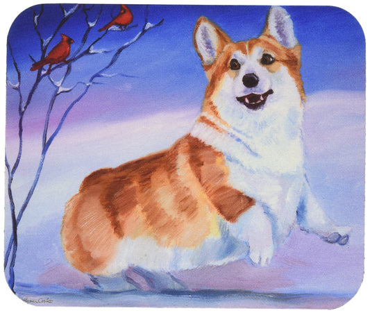 Caroline's Treasures 7328MP Corgi Snow Cardinal Mouse Pad, Hot Pad or Trivet for Home Office Gaming Working Computers Laptop Mouse Mat,Washable Large