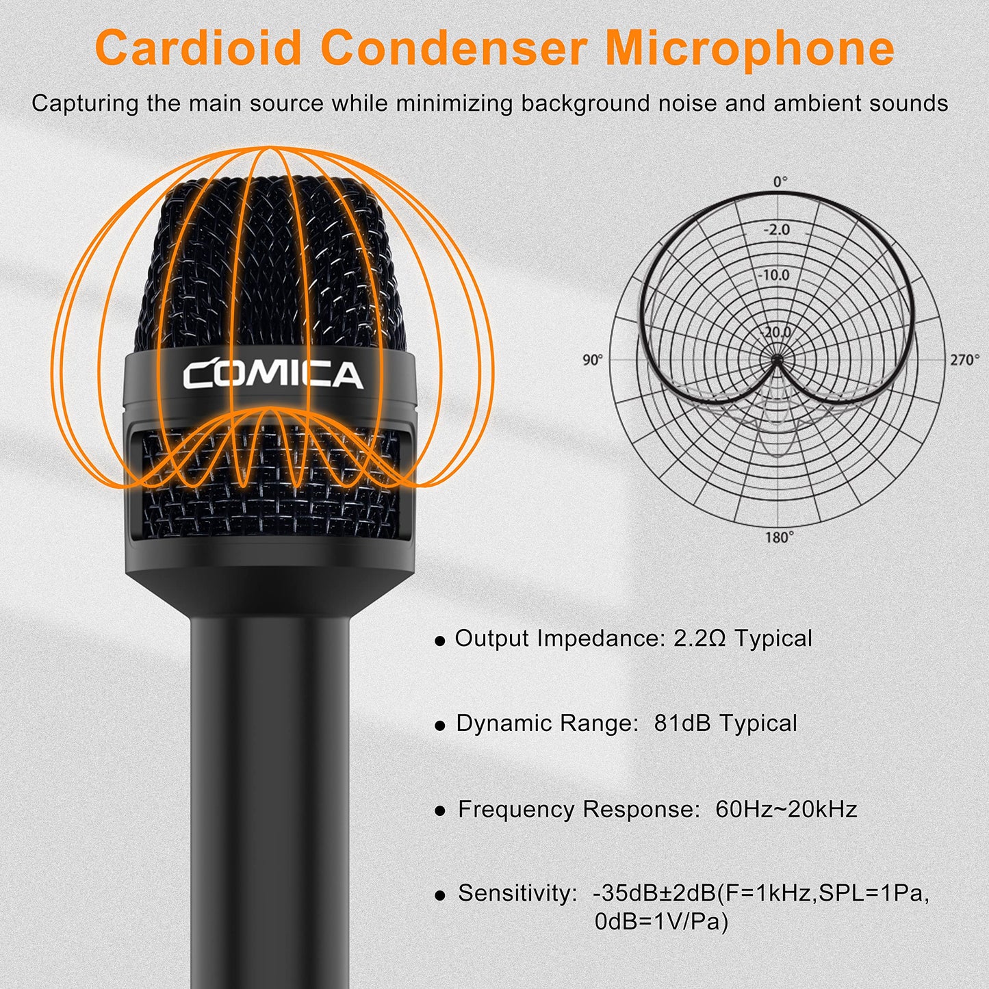 COMICA HRM-S Handheld Interview Microphone for Smartphone, 3.5mm TRRS Cardioid Condenser Reporter Mic for Video Recording, Interview, Speech, Vocal