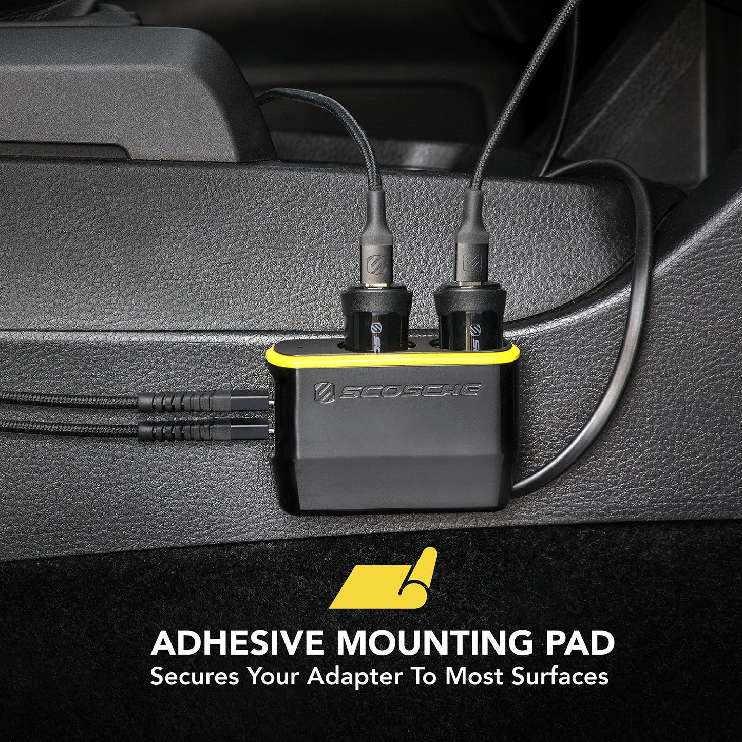 Scosche DCLSPD402SW DoubleUp Dual 12V Adapter with Dual 20W USB-C Power Delivery Charger, Add Power Ports and Double Cigarette Lighter Ports, Fast