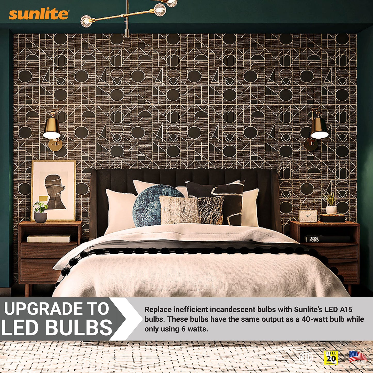 Sunlite 80135 LED A15 Appliance Clear Light Bulb, 6 Watts (40W Equivalent), 450 Lumens, Candelabra Base (E12), 90 CRI, Dimmable, ETL Listed, Ceiling