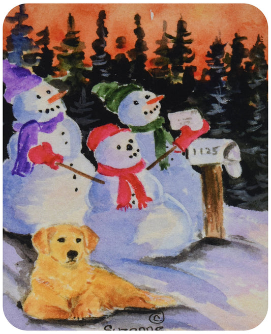 Caroline's Treasures SS8989MP Snowman with Golden Retriever Mouse Pad, Hot Pad or Trivet for Home Office Gaming Working Computers Laptop Mouse