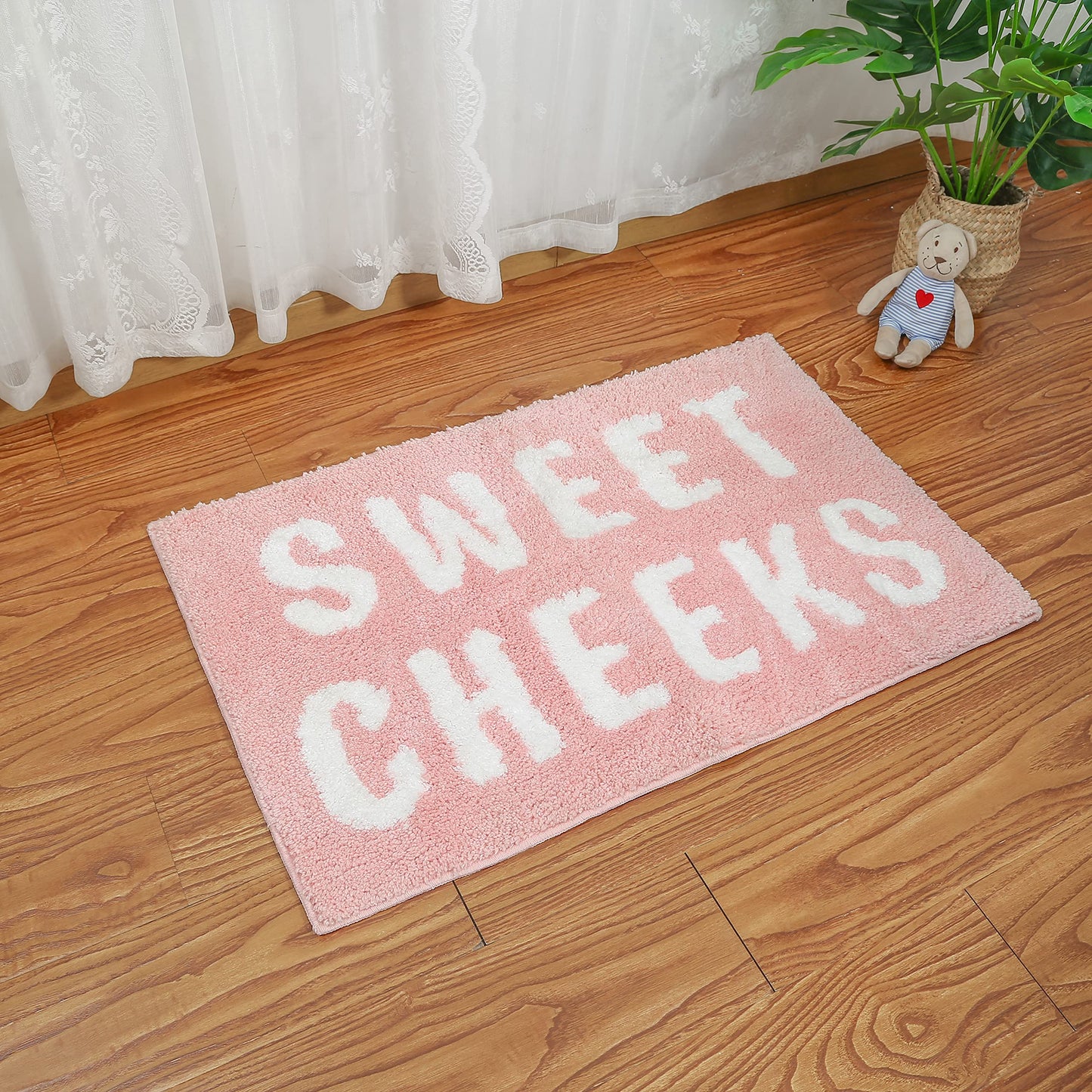 Ohocut Sweet Cheeks Bath Mat for Tub, Cute Pink Bath Mats, Non Slip, Blush Pink Bathroom Decor Accessories, Anti Slip Microfiber Funny Bath Rugs…