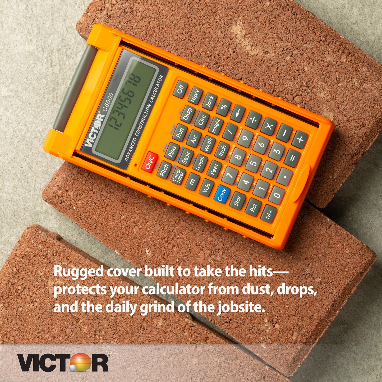 Victor C6000 Advanced Construction Calculator with Protective Case Displays in Fractional or Dimensional Forms Perfect for Carpenters