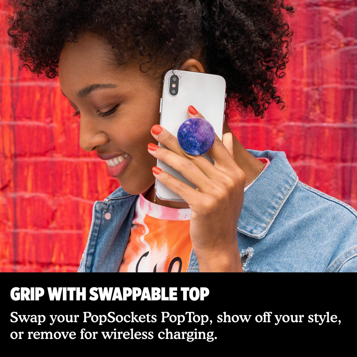 PopSockets: PopGrip with Swappable Top for Phones & Tablets - Glitter Nebula